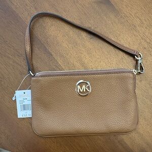 Michael Kors Brown Leather Wristlet
